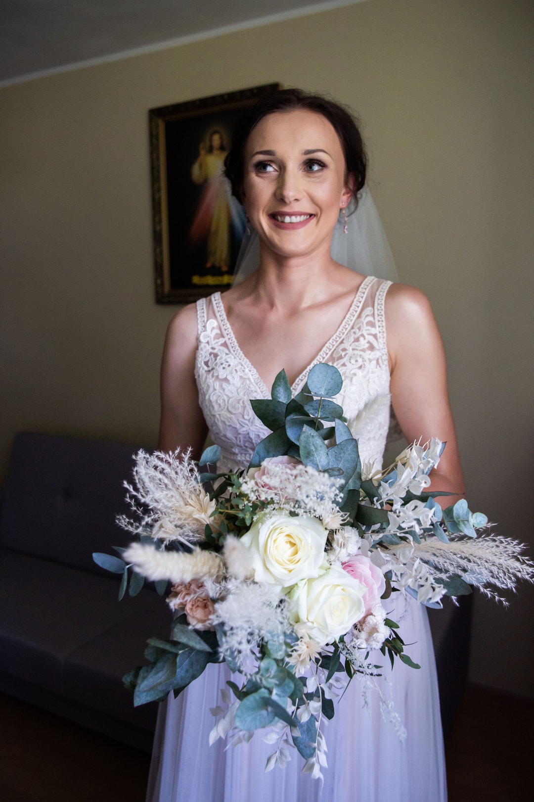 Bukiet Panny Młodej z trawami pampasowymi